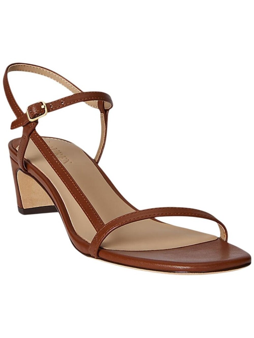 NWT Lauren Ralph Lauren Mid-Heel Strappy Sandals 802P00097002 Tan Brown 8.5B